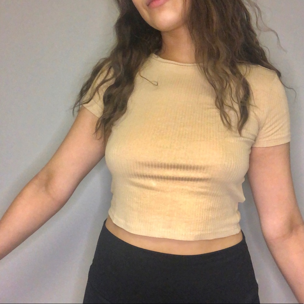 ribbed tan crop top